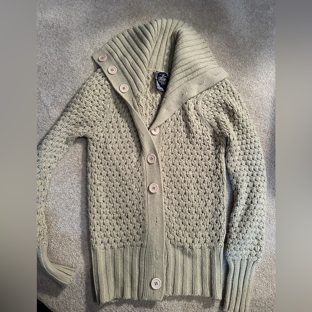 Yoki Textured Knit Cardigan in Cream